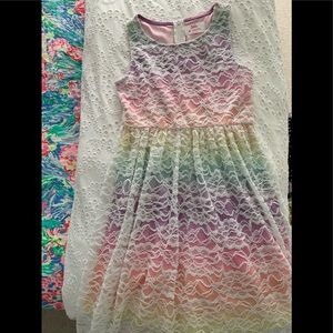 EUC Justice Girls Rainbow Ombré Dress